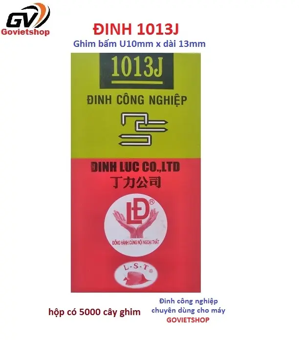 Đinh 1013J - LĐ hình con Cá - hộp 5.000 cây ghim U10 x chân dài 13mm - sử dụng nạp Máy bắn đinh J10 bắn gỗ ván 1