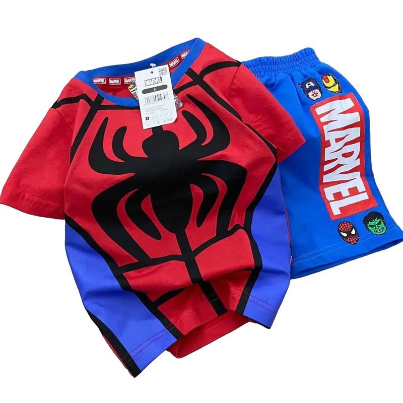 Bộ quần áo thun cộc tay MARVEL cho bé trai 10-30kg, co giãn, mềm mại, thoải mái