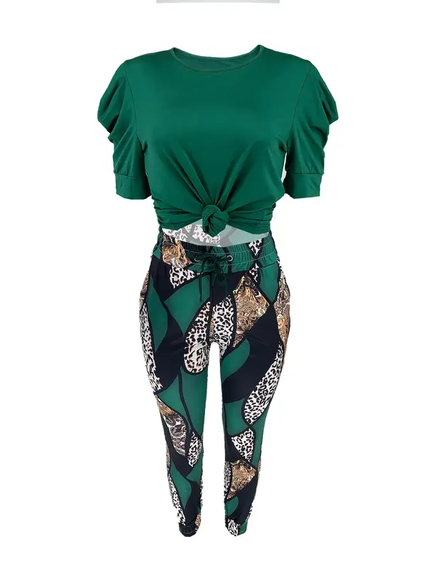Women's Top & Floral Print Pants Two-piece Set, Casual Fashion Fitted Cozy Top & Trousers for Daily Outdoor Wear, Ladies Summer Clothes, Womenswear, Casual Loungewear Set, Casual Outfits Women 8