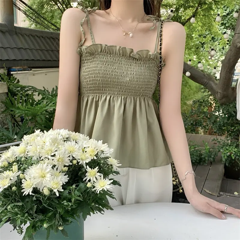 COD- Tanktop Wanita Kerutan Sifon Motif Tali ikat (T293) / Tanktop Wanita Terbaru 0