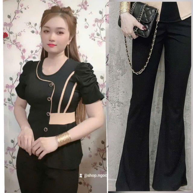 Product Introduction of Set bộ quần dài ống loe vải thun tăm lạnh mềm mịn mát mẻ 13