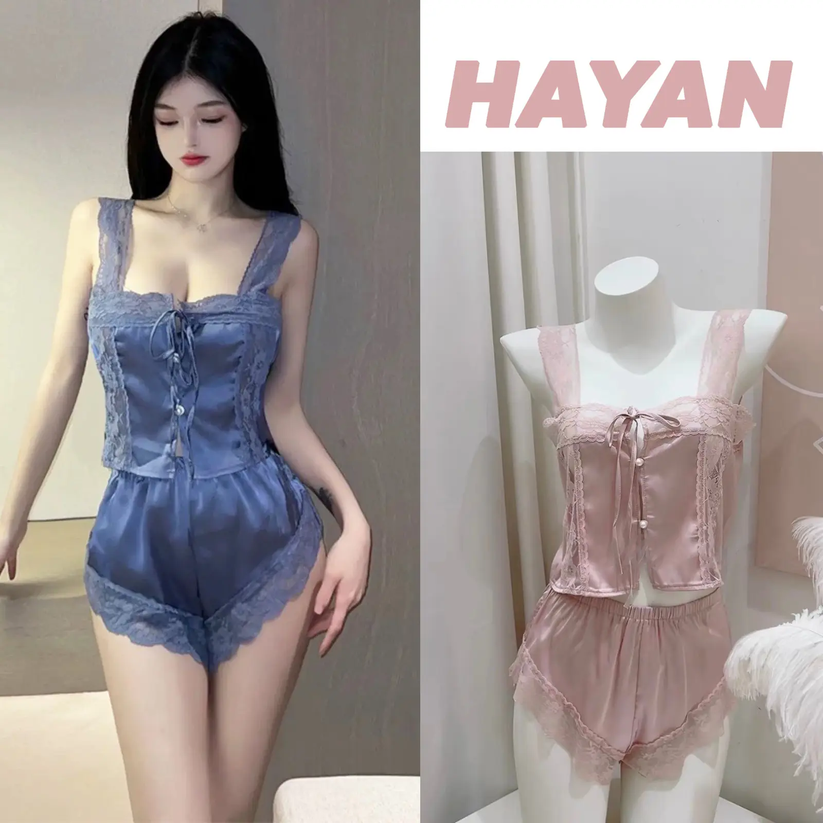 HT58 Bộ ngủ sexy hoạ tiết ren hoa xẻ hông gợi cảm, đồ ngủ lụa sexy mặc nhà HT58