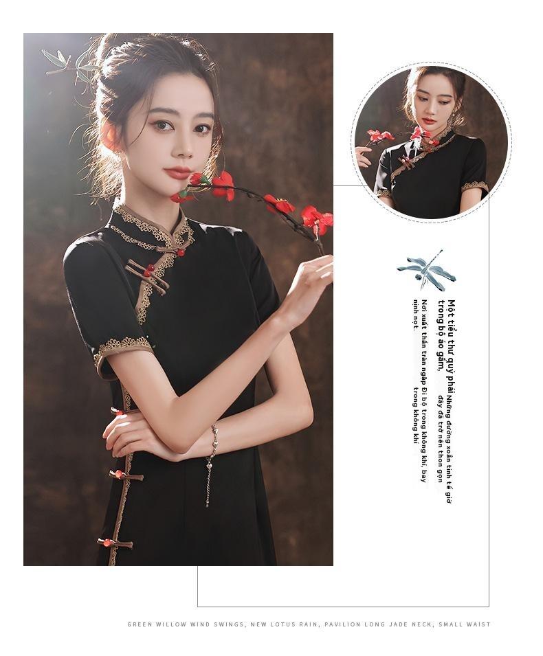 Product Introduction of Sườn Xám, Màu Đen, Bộ Sưu Tập Mùa Hè Mới 2024, Cải Tiến Trẻ Trung, Cao Cấp Và Thanh Lịch, Cỡ Nhỏ Thời Trang Trung Quốc Cao Cấp Nữ Women Dress 14
