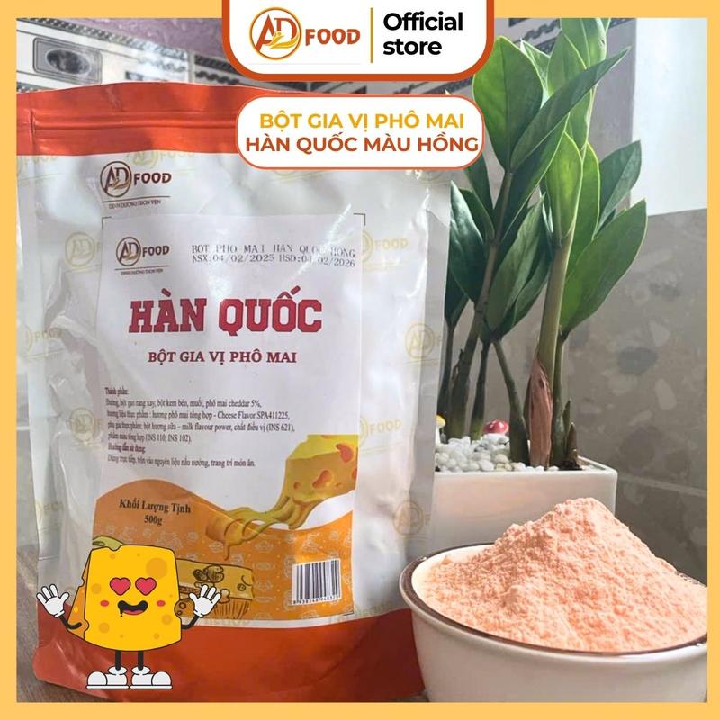 1kg Bột phô mai Hàn Quốc ADFOOD màu Hồng - hồng nhạt, dùng để lắc khoai tây chiên, gà rán, bắp rang bơ, pha chế cùng nước sốt hoặc rắc trực tiếp lên món ăn đã chế biến....