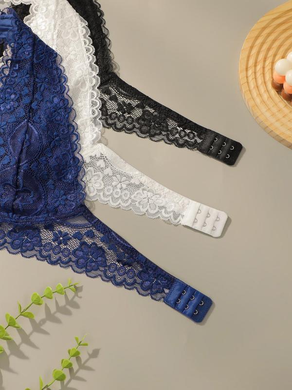 Women's Floral Lace Halter Bra, Casual Comfy Breathable Wireless Bra, Softness Lingerie for All Seasons 8