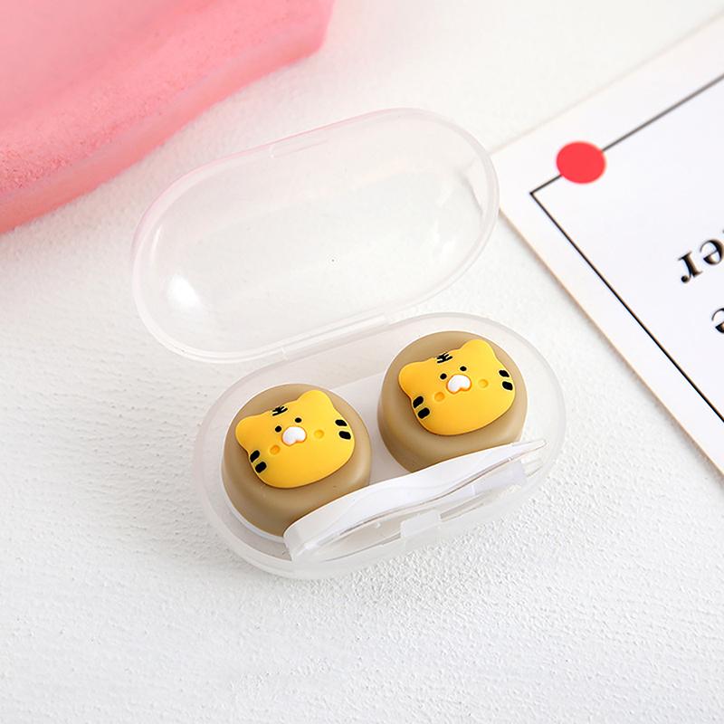 Product Introduction of Cartoon Animal Contact Lens Case Companion Box Cute Student Myopia Mini Contact Eye Portable Compact Storage Box Care Box 28