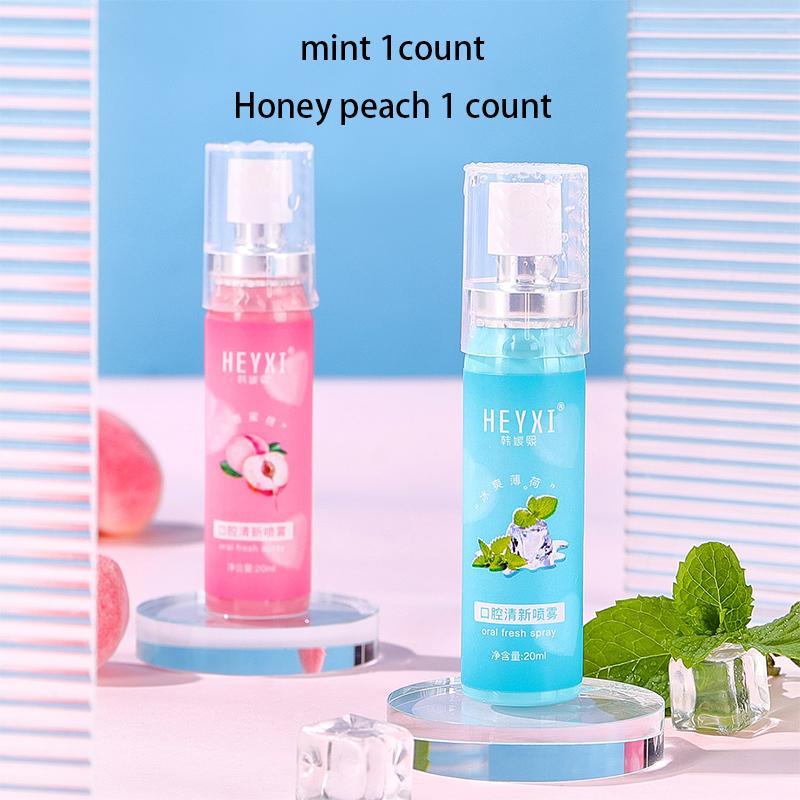 Peach & Mint Flavor Oral Spray, 2 Counts/set Mouth Freshener Spray, Cooling Spray, Oral Care Spray for Men & Women 6