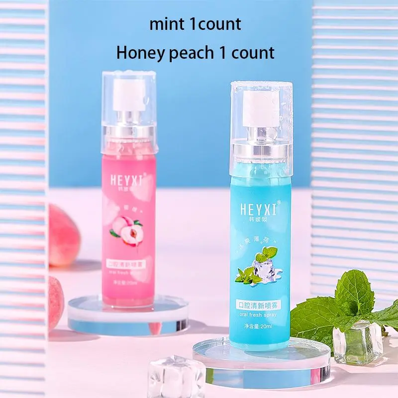 Peach & Mint Flavor Oral Spray, 2 Counts/set Mouth Freshener Spray, Cooling Spray, Oral Care Spray for Men & Women 6
