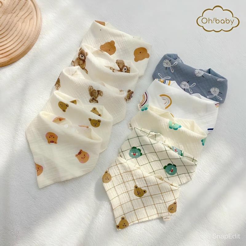 Set 5 Yếm Xô Muslin Morry, Boona 4 Lớp Cao Cấp, Mềm Mại Và Đáng Yêu Cho Bé 0-1…
