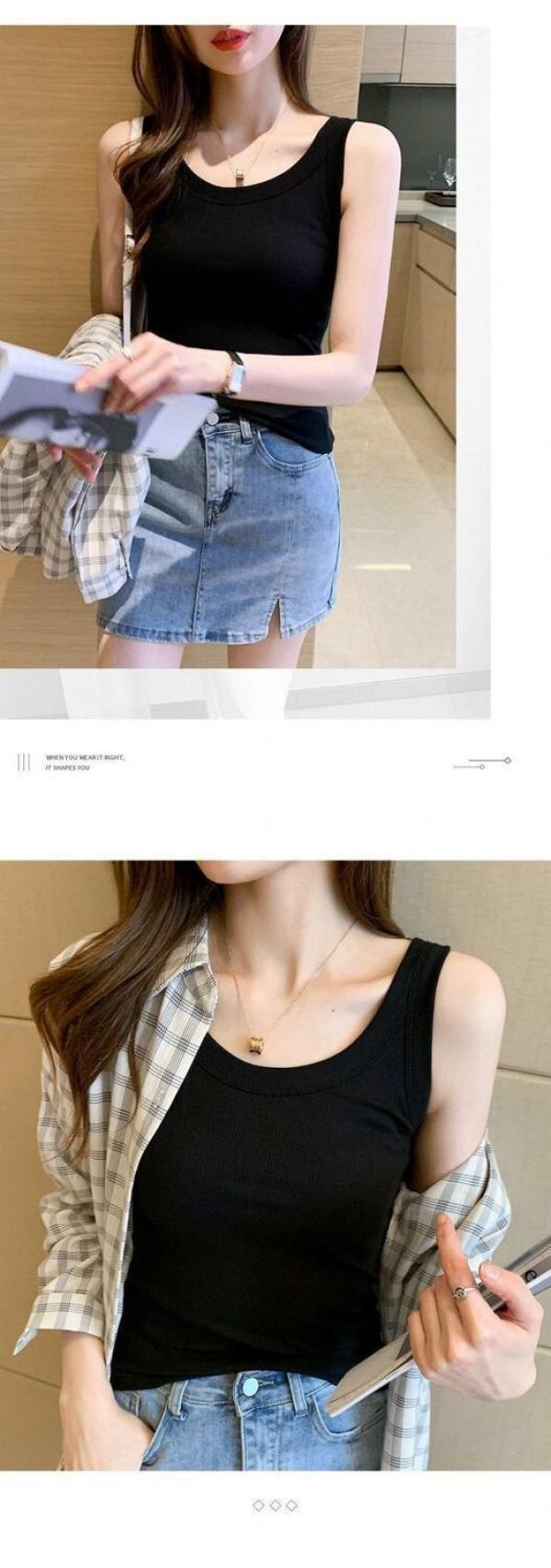 Product Introduction of Popular Versatile Anti-Exposure Sleeveless Inner Match Bottoming Camisole Women'S Summer Slim Fit Slimming Outside Wear Korean Style 9