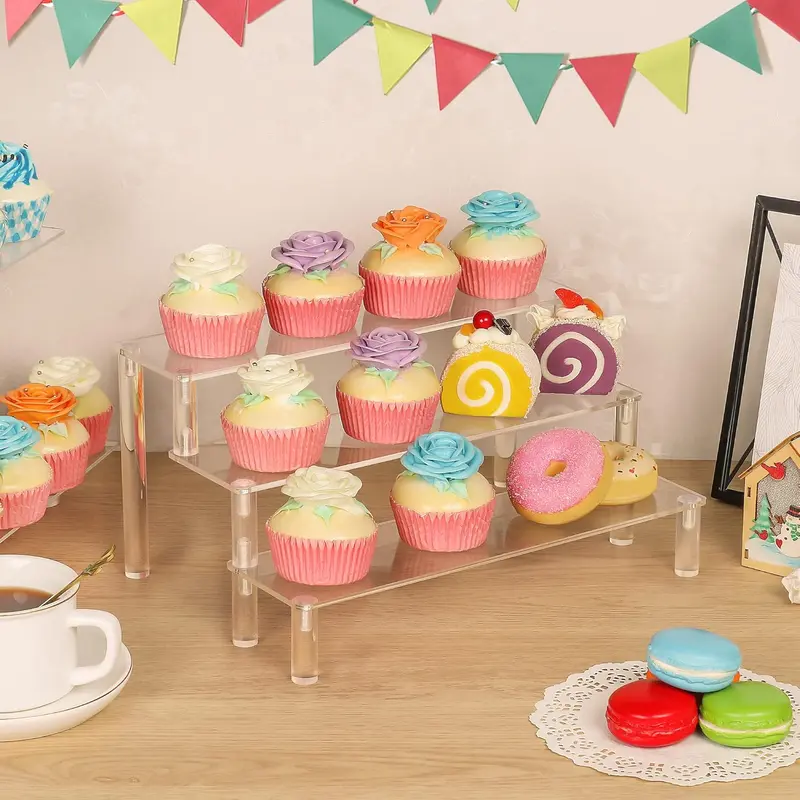 Acrylic Cupcake Display Stand, 3-layer Clear Cupcake Display Rack, Multifunctional Cake Display Stand for Dessert, Cosmetic, Small Ornament, Decor 3