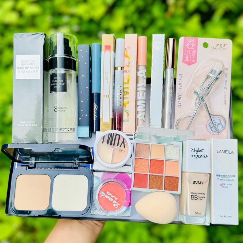 Bộ 12 Món Trang Điểm O4 Đầy Đủ Bộ Mỹ Phẩm Trang Điểm Cho Người Mới Xịt Khoá Nền + Phấn Phủ + Kem Lót + Che Khuyết Điểm + Bảng Mắt Cosmetic Son Kem Son Perfume Son Môi Nữ