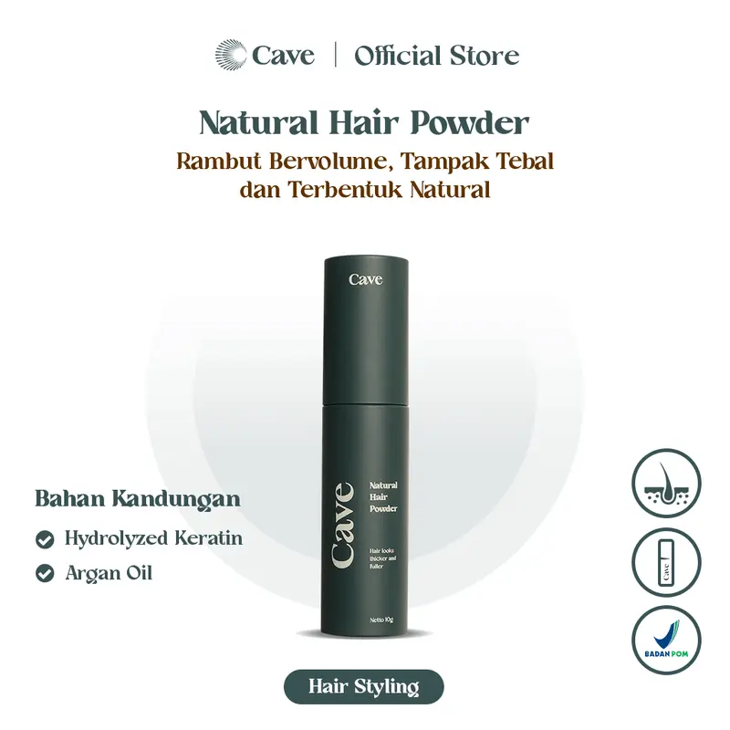 Cave Natural Hair Powder 10 gr - Bedak Styling Rambut Pria Membuat Bervolume Tebal & Anti Lepek 0