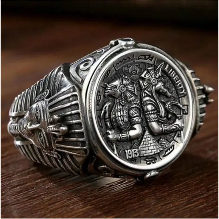 Nhẫn Nam, Hecheng Wish, Bán Chạy, Thiết Kế Wanderer Horus Anubis Ai Cập Cổ Đại Mới, Cá Tính