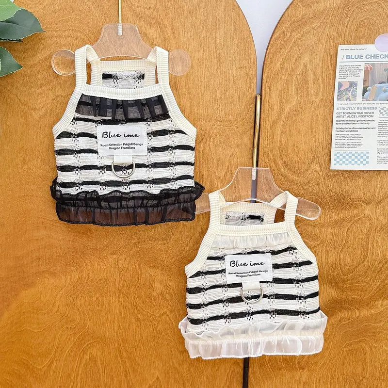 Striped Pattern Pet Dress, 1 Count Breathable Pet Clothes, Summer Thin Pet Camisole, Pet Clothing for Dogs & Cats, Dog & Cat Clothing Supplies 3