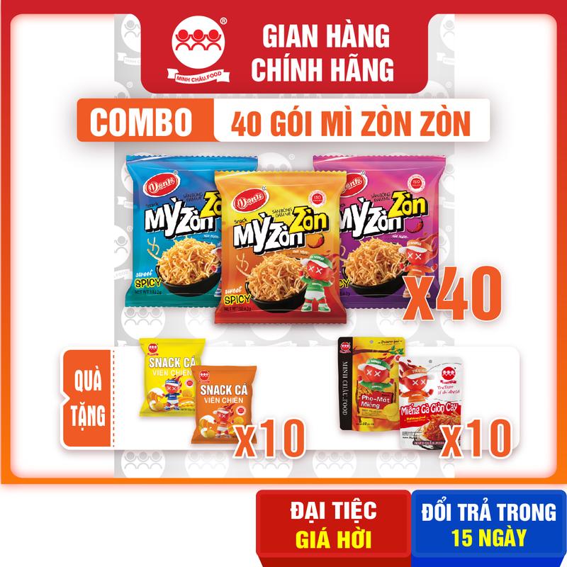 [Tặng 10 Cá Viên Chiên] Combo 40 Mỳ Zòn Zòn + 10 Mix 5 Snack +10 Cá Viên Chiên -MINH CHÂU FOOD