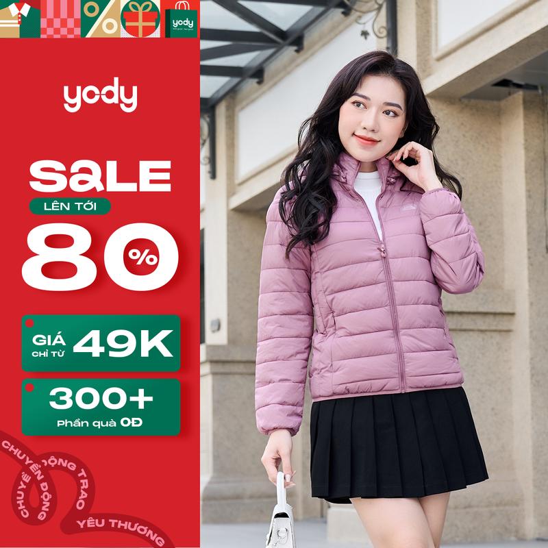 SALE 70% YODY Áo Phao Nữ 3S Có Mũ Siêu Nhẹ Siêu ấm Siêu Gọn Jacket Top Women Nhung PHN5000