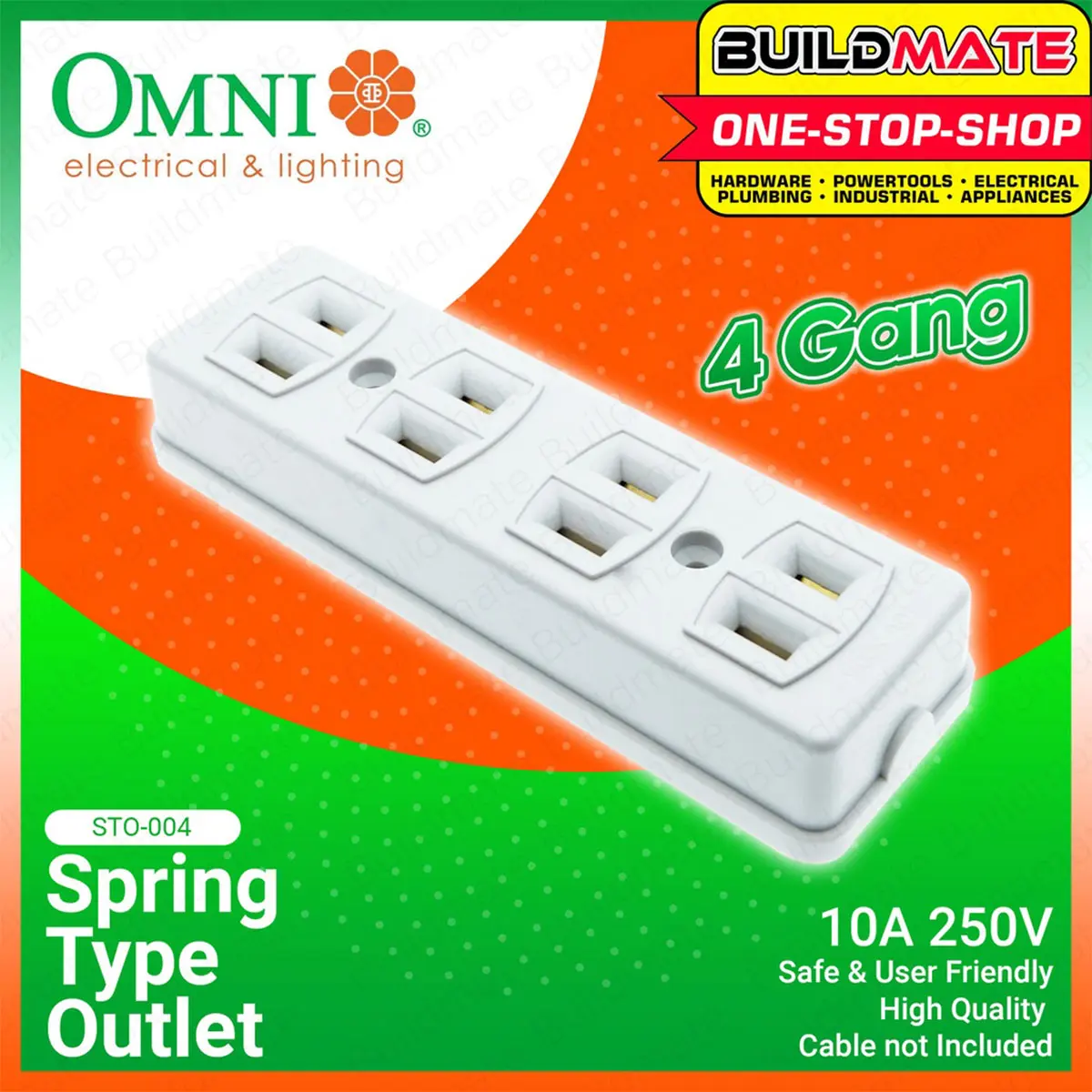 BUILDMATE Omni Spring Type Outlet 4-Gang 10A 250V STO-004 - TikTok Shop ...
