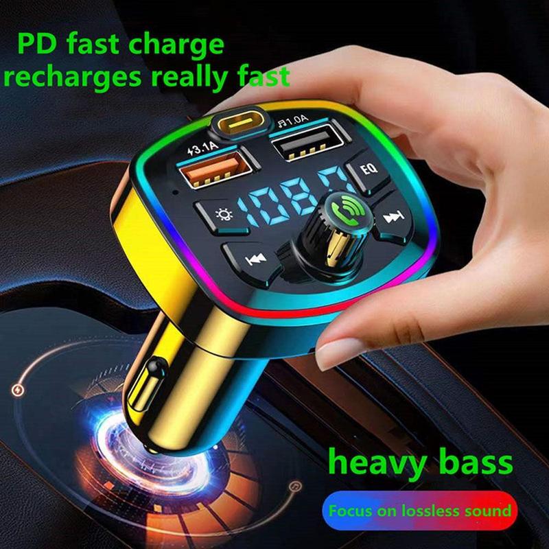 Product Introduction of Car Hands-Free Bluetooth-compaitable 5.0 FM Transmitter Car Charger USB Audio Kit Receiver J5N2 24