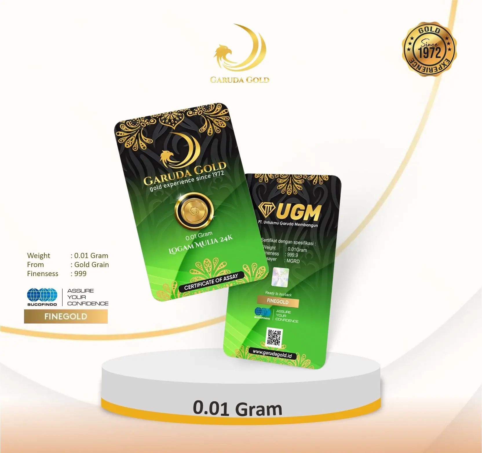 Garuda Gold Logam mulia 0.01gr emas Asli 24K Original Bersertifikat