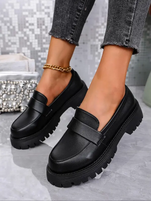 Women's Fashionable Solid Color Slip on Loafers, Casual Comfortable Round Toe Flat Shoes for Daily Wear, Lightweight Breathable Shoes for All Seasons 0