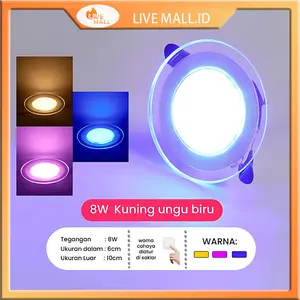 LAMPU DOWNLIGHT LED 3 WARNA 6WATT / KUNING BIRU UNGU / PUTIH KUNING WARMWHITE / PANEL LED /LAMPU PLAFO