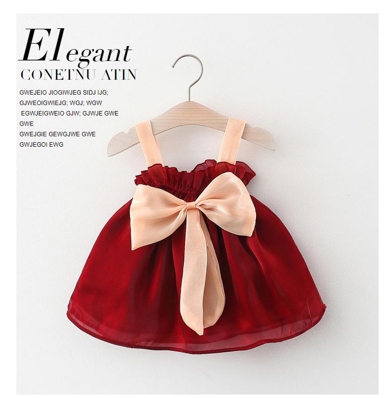 Product Introduction of 2025 new year girls sling dress cute baby children Princess bowknot tulle dress 2