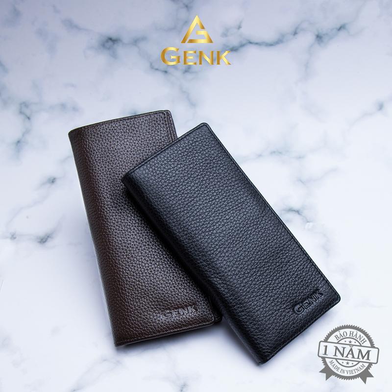 Ví Da Nappa Nam Dáng Dài Cầm Tay Thương Hiệu Genk - GBD01 Chữ Nhật Wallet Hình Chữ Nhật Nhiều Ngăn