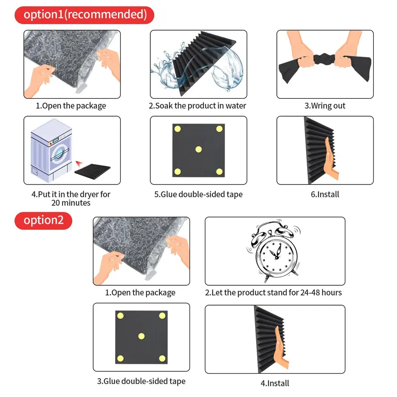 Acoustic Foam Panel, 12pcs/set Acoustic Foam Panels with 60pcs Dot Glue, Sound Insulation Foam Panel for Home Studio,  Guitar Recording Studio, Home Theater 5