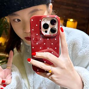 White Dot Apple Red Compatible with Apple 16 Pro Max Phone Case 15 Plus/14/13 Space Case 12/11/7 Plus