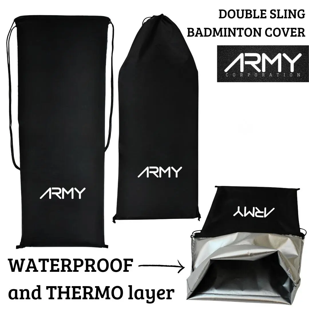 ARMY tas cover sarung raket thermo double sling kain waterproof anti air unik kuat