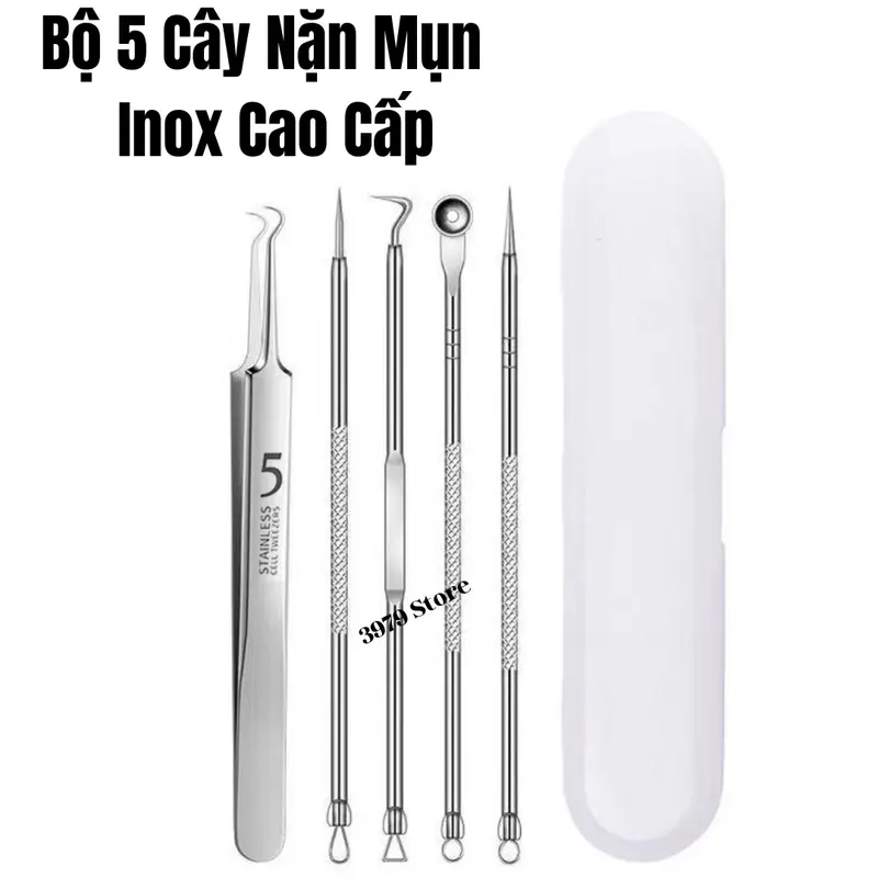 Bộ Que Nhíp NẶN MỤN 8 Chi Tiết Kèm ĐÈN LED Skincare - cây nặn mụn gạo 6
