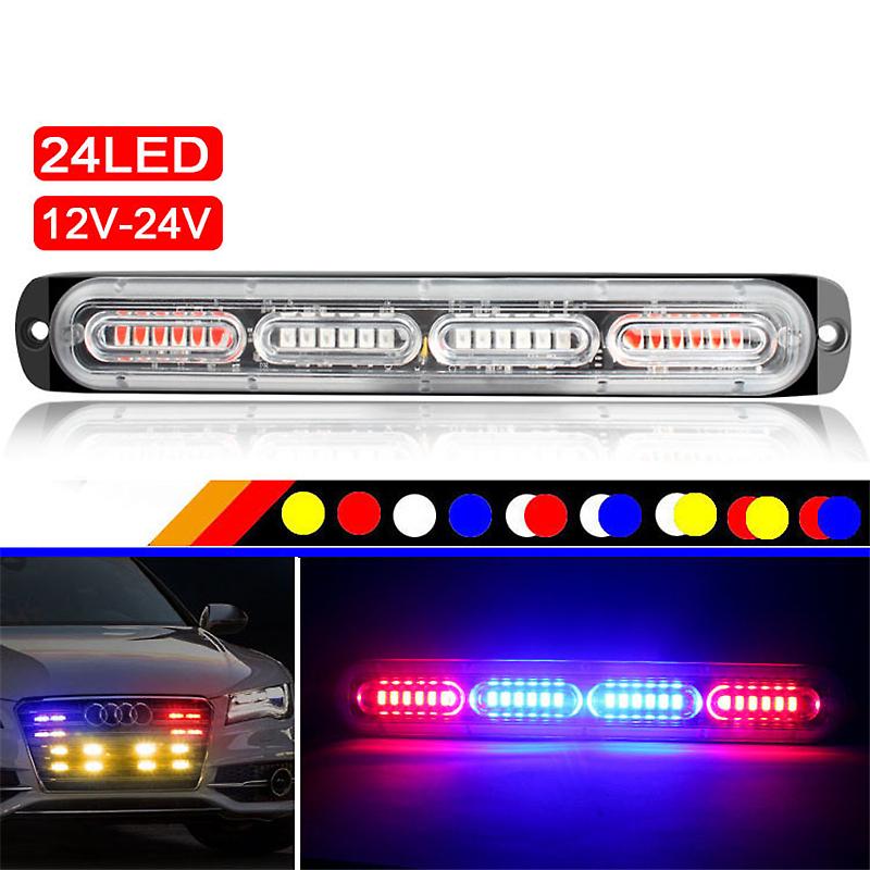 24LED Car Emergency Strobe Lights Hazard Warning Beacon Lights Car Flashing Lights Side Lamp 12V-24V 7
