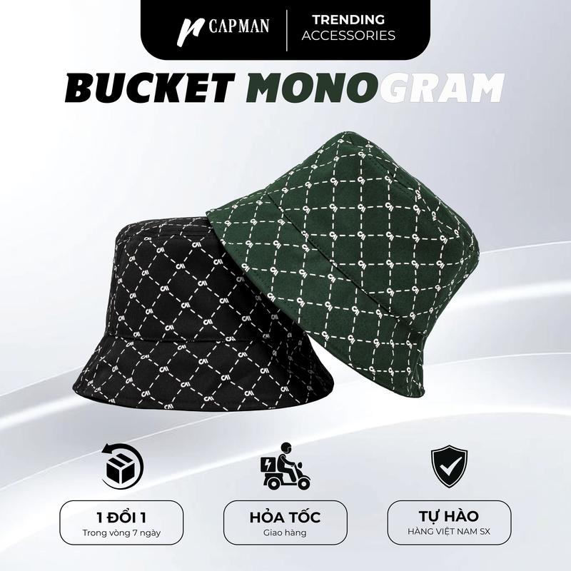 Mũ bucket vành cụp MONOGRAM RECKLESS CAPMAN CM122 unisex dành cho nam nữ Hat nón  lưỡi vàng essentials mũ  len
