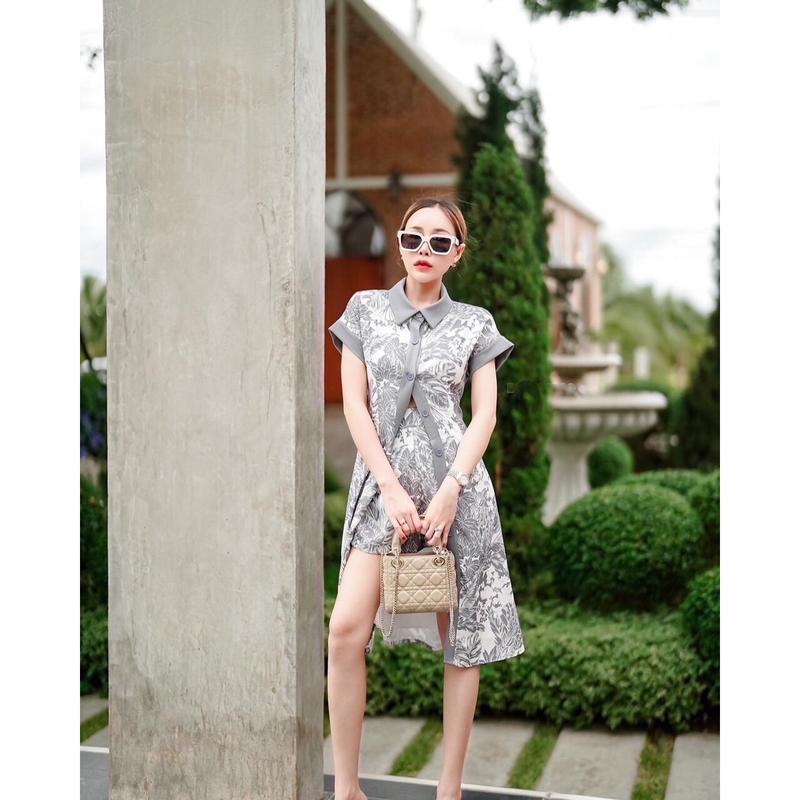 SET7230 Aida Printed Long Shirt w/ Shorts Set 4