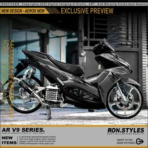 ARV9 CUTTING STICKER STRIPING AEROX NEW DESAIN ABSRAK STRIPING VARIASI AEROX NEW STIKER NEW AEROX 155 CONNECTED/ABS STRIPING VARIASI ALL AEROX NEW 2020-2024 SIMPLE STYLE COPY TRANSPARAN Motor