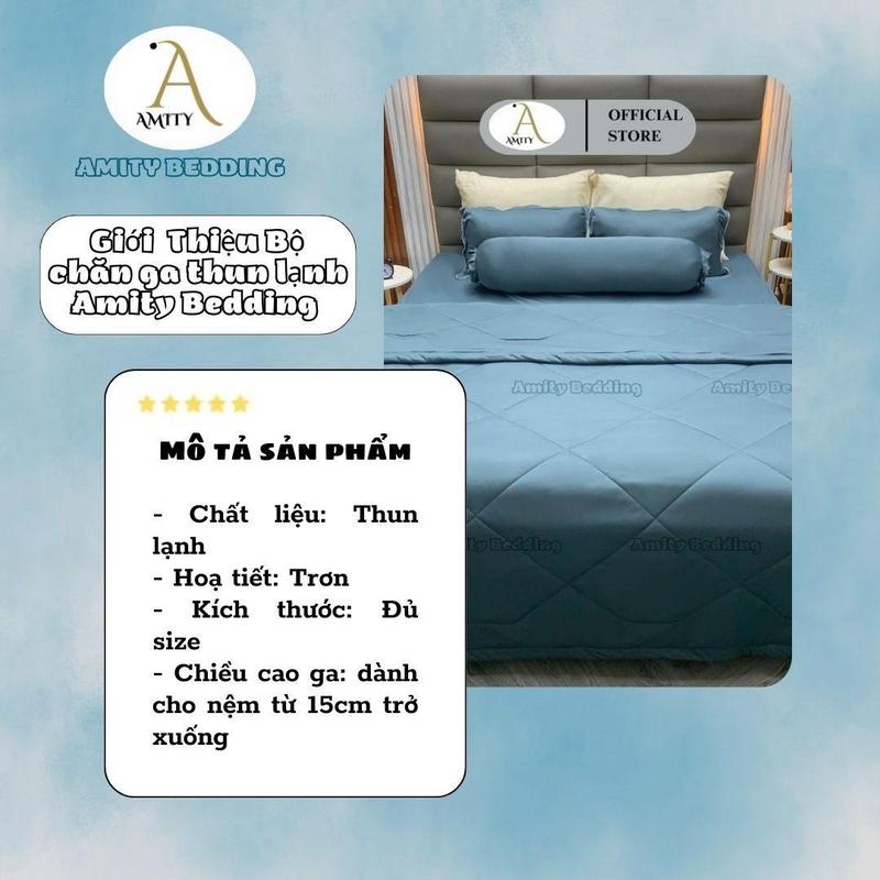 Bộ chăn ga gối thun lạnh không mền, có mền size 1m6x2m, 1m8x2m Amity Bedding. đa dạng bền bộ  giường
