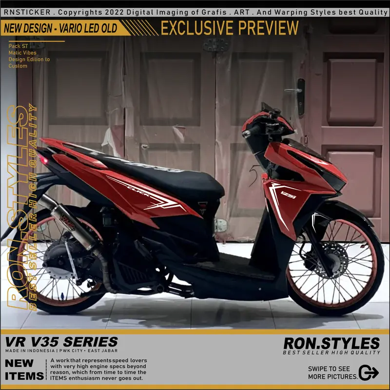 VRV35 Cutting Sticker Striping Vario Led 125-150 Old Striping Varled Stiker Vario 125 Striping Variasi Vario Simple stiker vario lama Striping Vario Led Old 2017 new desain simple style copy transparan Motor 1