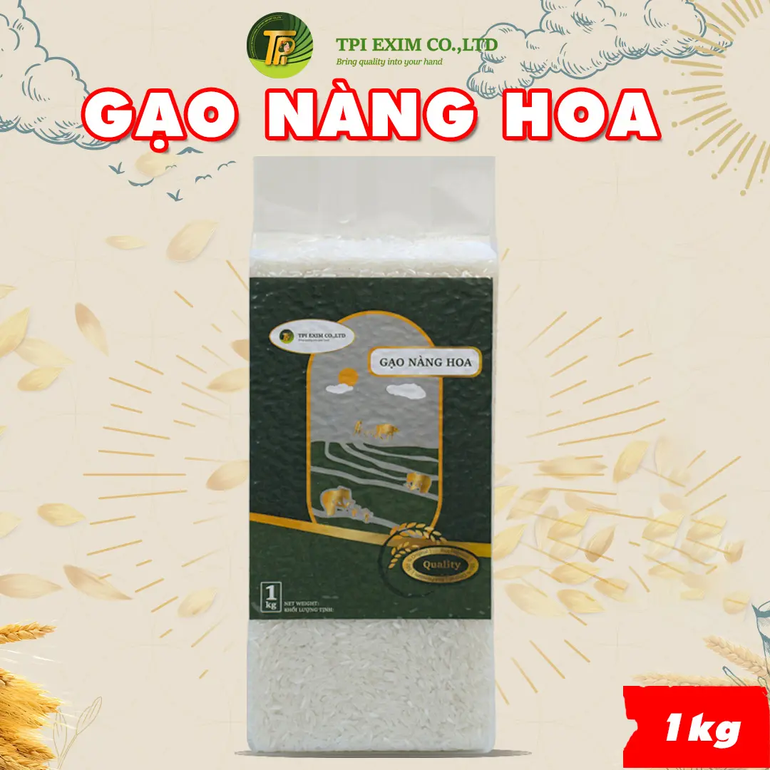 Gạo Nàng Hoa TPI Group, Thơm Dẻo , Giàu Dinh Dưỡng và Vitamin và Khoáng Chất, Túi 1 ký - Food