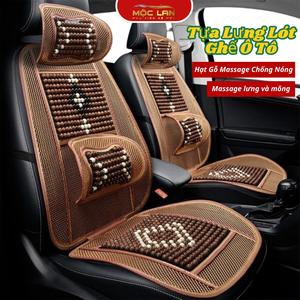 Tựa Lưng Lót Ghế Ô Tô Đan Xen Hạt Gỗ Giúp Massage Lưng Lưu Thông Máu - Lót Lưới Nâng Lưng Hạt Gỗ