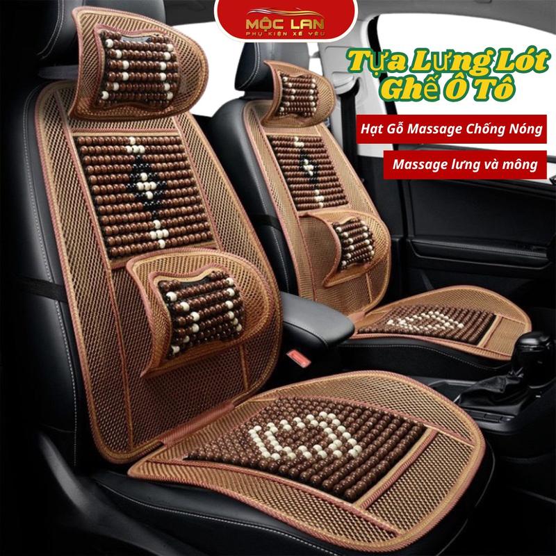  Tựa Lưng Lót Ghế Ô Tô Đan Xen Hạt Gỗ Giúp Massage Lưng Lưu Thông Máu - Lót Lưới Nâng Lưng Hạt Gỗ 