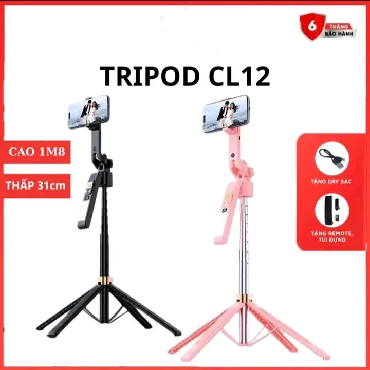 CHÂN TRIPOD AI CL12 ,3IN1  HỖ TRỢ QUAY VIDEO NHẬN DIỆN THEO KHUÔN MẶT TỰ ĐỘNG DỪNG TẮT THEO YÊU CẦU TỪ XA gậy điện 0