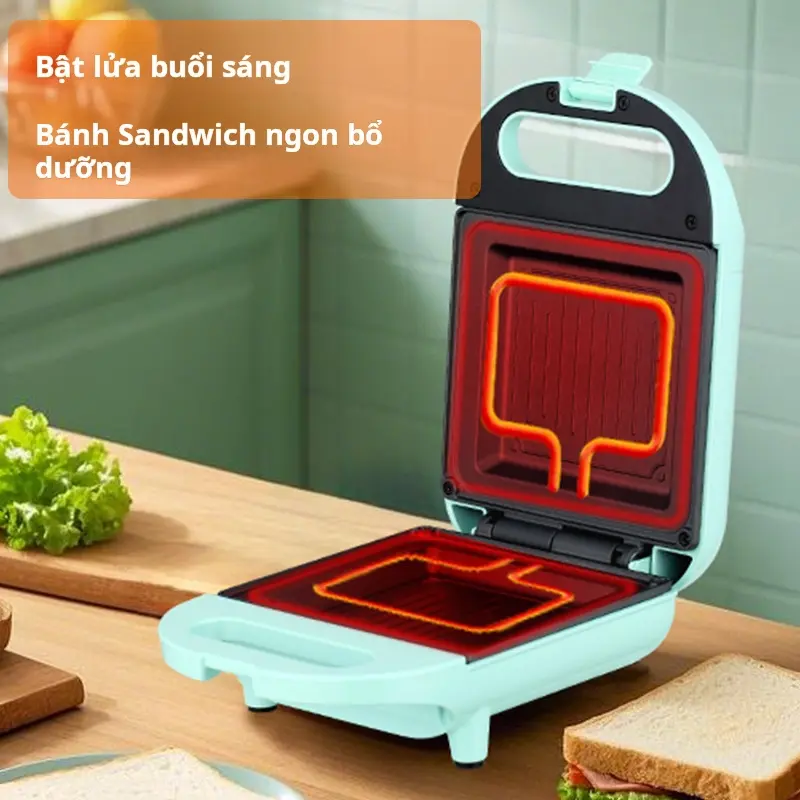 Máy Nướng Bánh Mì Sandwich Kẹp Làm Nóng 2 Mặt Rán Trứng Làm Đồ Ăn Sáng Nhanh Chóng Tiện Lợi máy nướng bánh mỳ 3