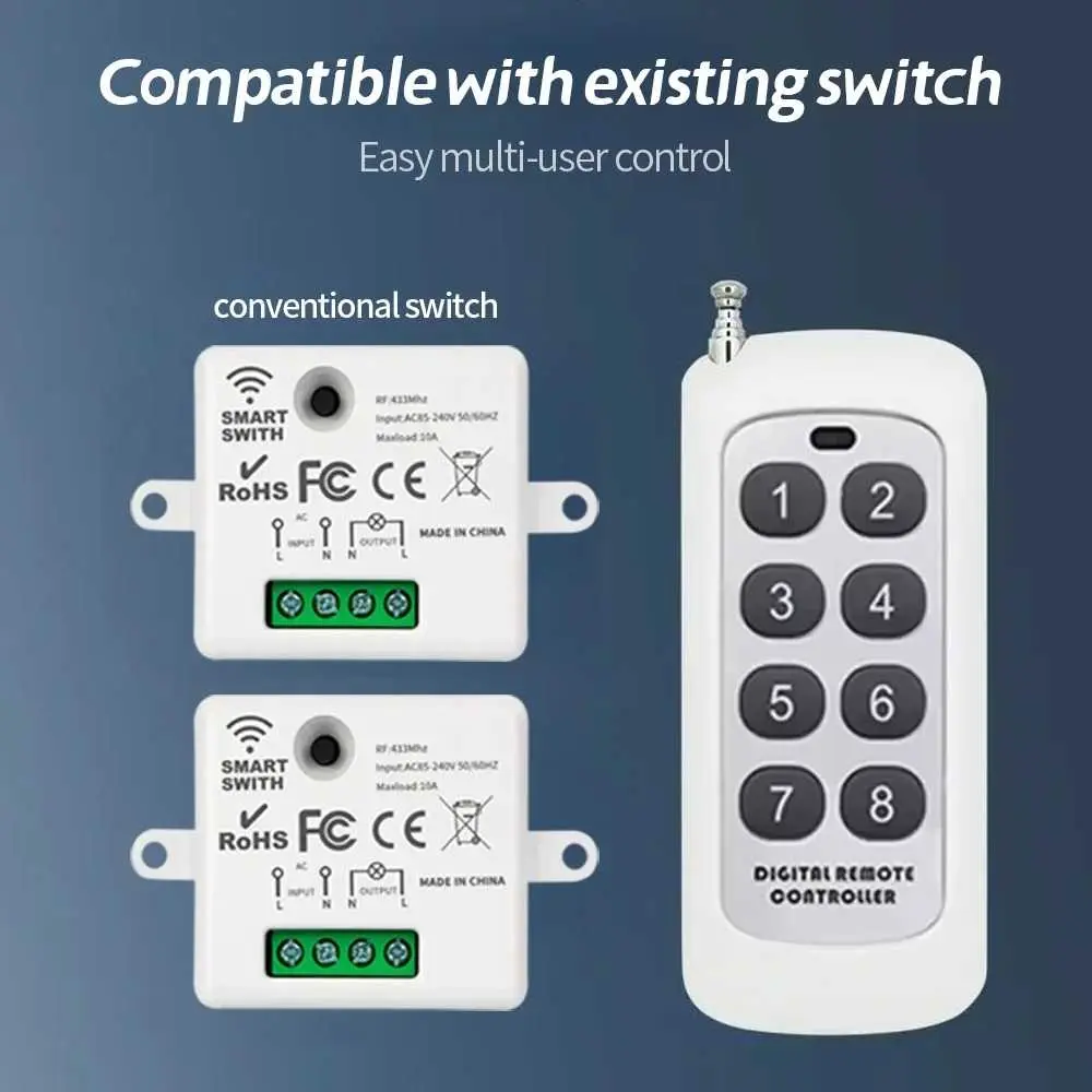 Wireless Relay Switch Remote Control RF 433MHz EV1527 240V 10A – YL-22