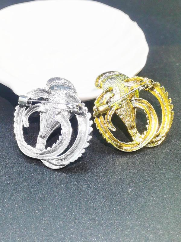 Fashion Rhinestone Decorated Snake Design Brooch Pin for Clothes, Punk Rock Party Boutique Men's Accessories, Classic Fashion Accessories for Daily Wear 3