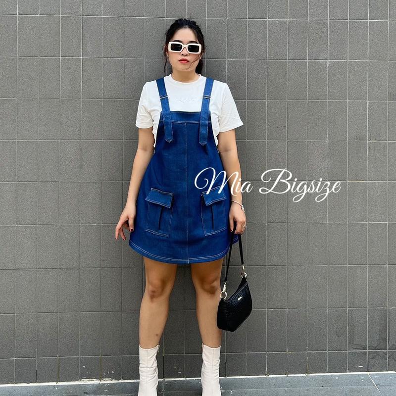 Miastudio - Yếm váy Nữ form rộng chỉ nổi có lót quần chất jean mềm bigsize 90kg