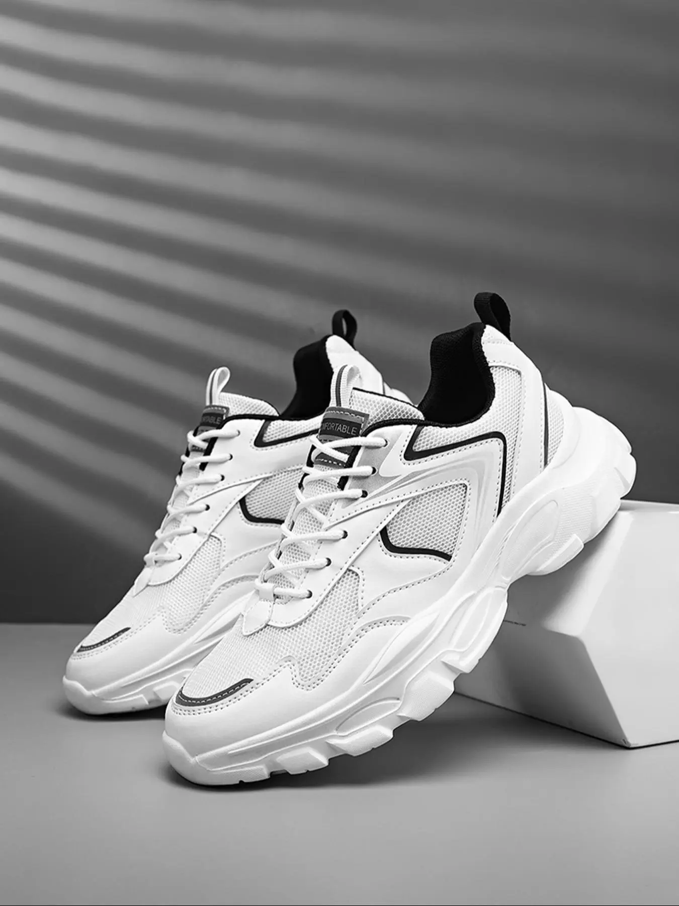Men's Sporty Lace Up Low Top Sneakers, 2024 New Style Casual Comfortable Breathable Running Shoes, Trendy All-match Sneakers for Daily Wear