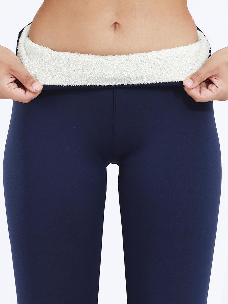Product Introduction of Women's Solid High Waist Thermal Lined Leggings, Casual Comfy Skinny Pants for Daily Outdoor Wear, Trousers for Women Spring Warm Trousers, Women Bottoms for Fall & Winter Gym Wear Womenswear Comfort Basic Minimalist 10
