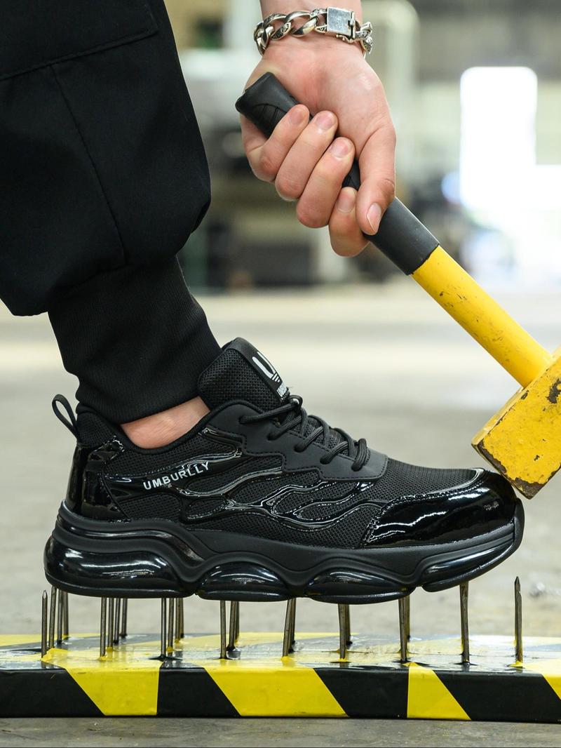 Product Introduction of Men's Fashionable Lace Up Low Top Safety Shoes, Casual Comfortable Breathable Anti-smash and Anti-puncture Shoes for Work, Fashionable Shoes for Daily Wear, Shoes for Men 1