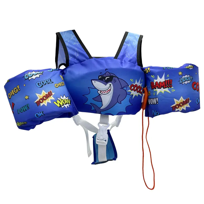 Product Introduction of Cartoon Pattern Swim Vest, Removable Kids Swim Vest with Crotch Strap & Shoulder Harness Arm Wings, Swimming Accessories for Boys & Girls 0